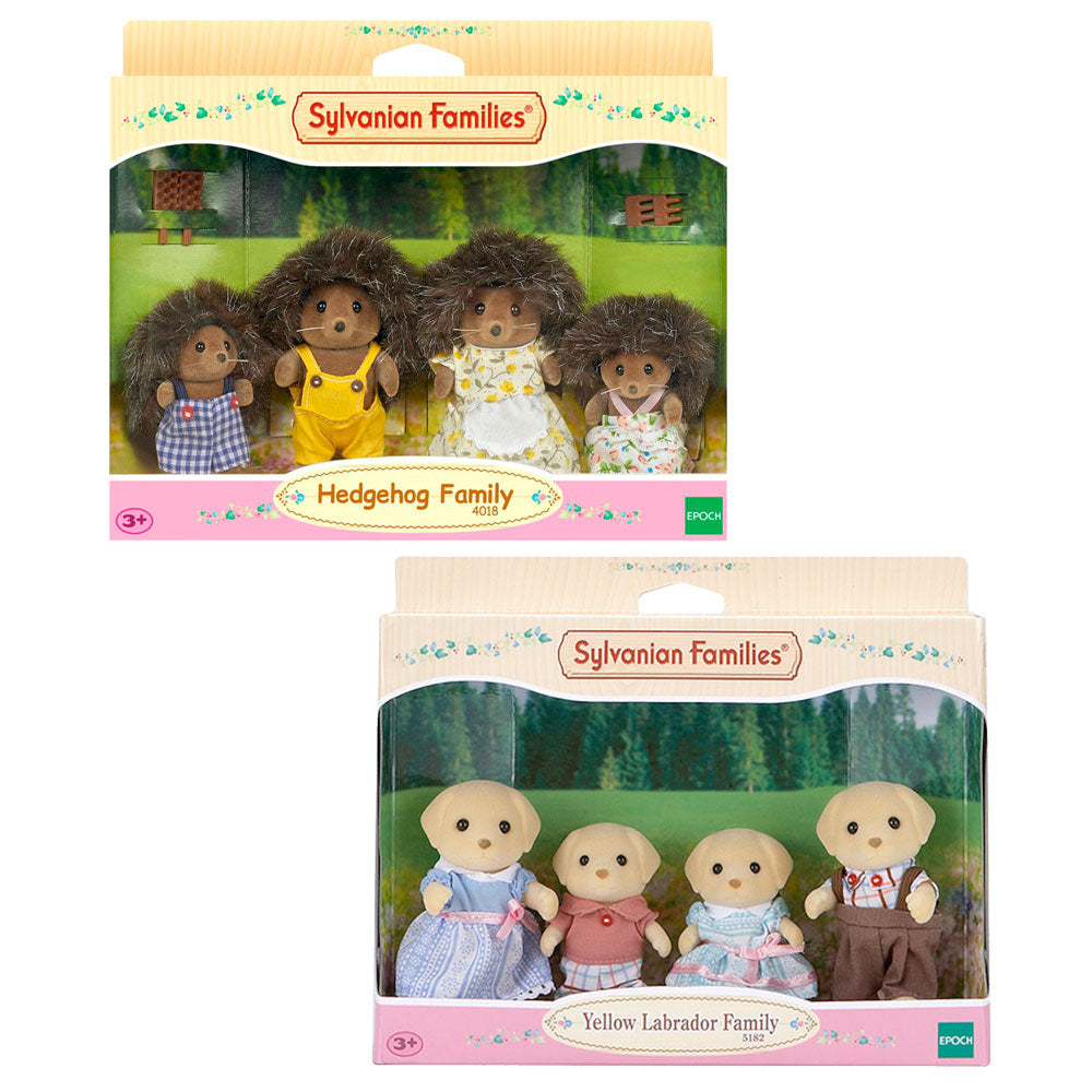 Sylvanian Families Hedgehog Family & Yellow Labrador Family Value Pack