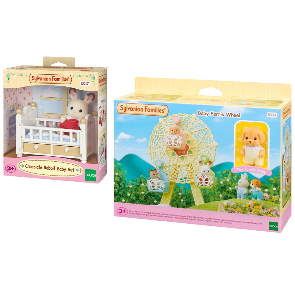 Sylvanian Families Value Pack Chocolate Rabbit Baby Set & Ferris Wheel