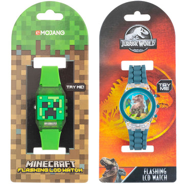 You Monkey Flashing Light Up Digital LCD Watches Value Pack - Minecraft & Jurassic World