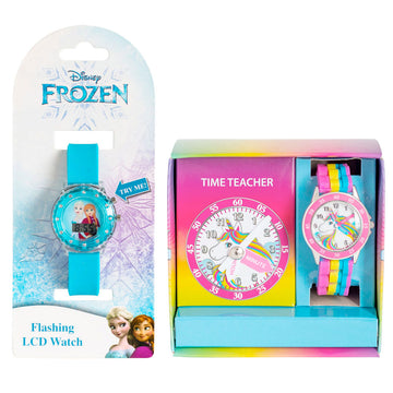 You Monkey Frozen Flashing LCD & Unicorn Time Teacher Watches Value Pack
