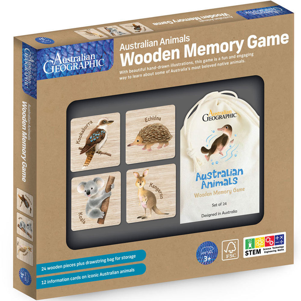 Australian Animals Wooden Memory Game from Australian Geographic for kids aged 3 years and up
