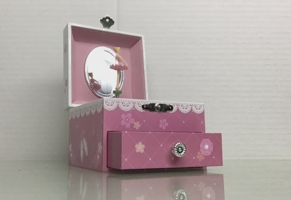 Musical Jewellery Box featuring a ballerina turning in front of a mirror to the tune of Swan Lake