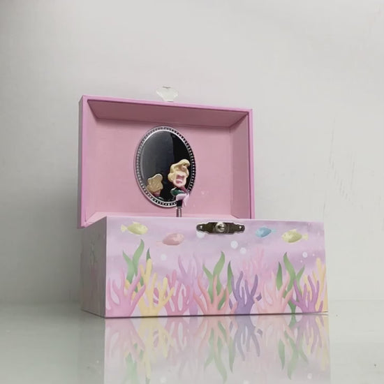 Mermaid music box with a mermaid turning in front of a mirror to the tune DANCE OF THE SUGAR PLUM FAIRY.