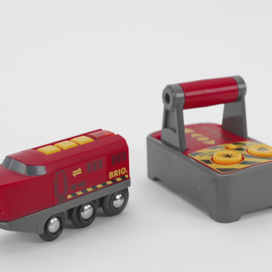 This is the remote control engine that will follow your every command on the BRIO train tracks.