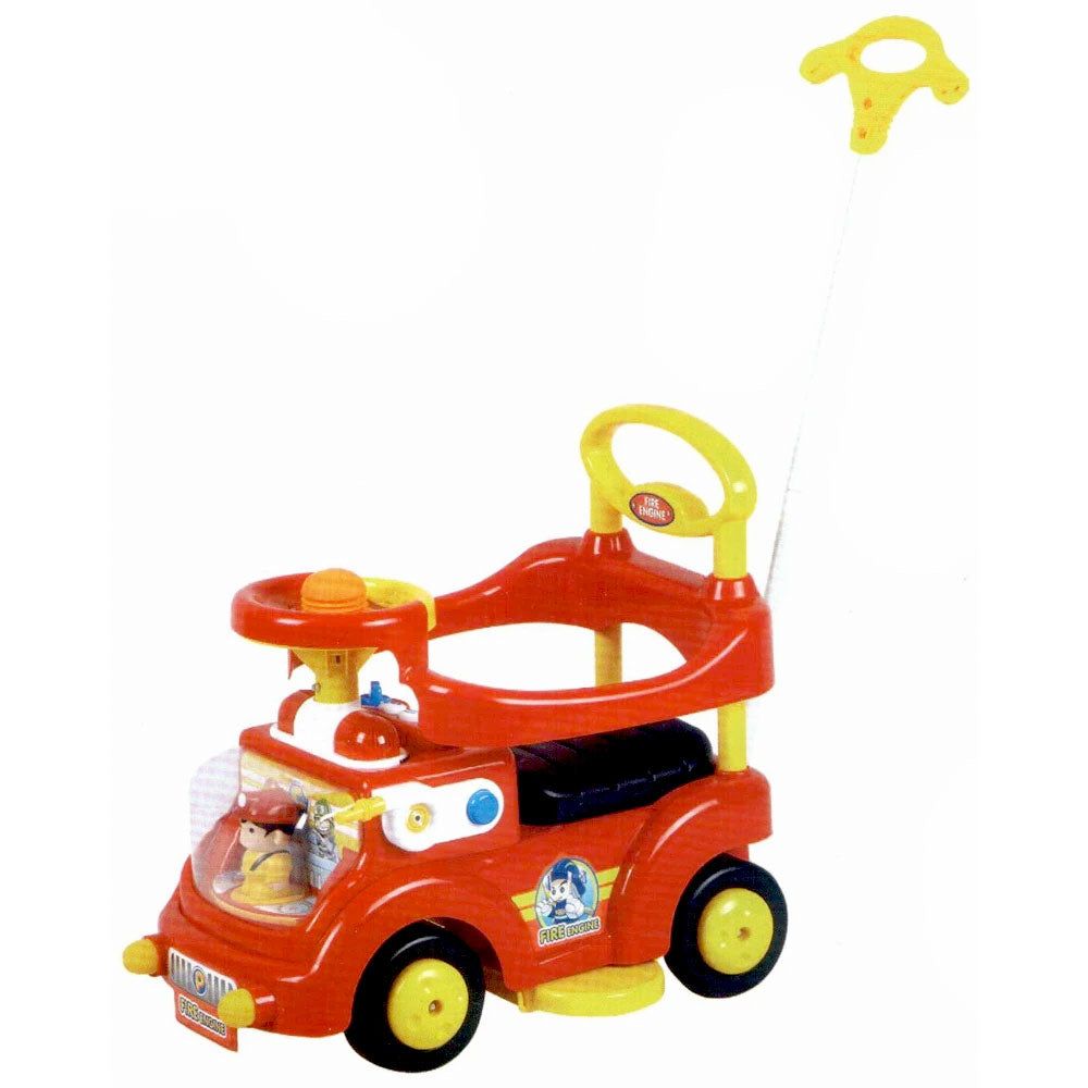 Aussie Baby Kids Toddler Red Fire Engine Ride-On Toy Walker Car with Push Bar