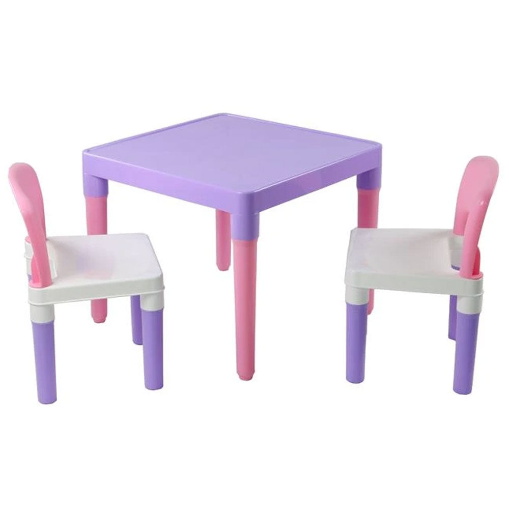 Aussie Baby Kids Pink Purple Square Plastic Table Chair Set