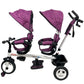 Aussie Baby Kids Tandem Tricycle Double Seats Ride-On Trike with Parent Handle - Purple