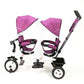 Aussie Baby Kids Tandem Tricycle Double Seats Ride-On Trike with Parent Handle - Purple