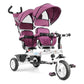 Aussie Baby Kids Tandem Tricycle Double Seats Ride-On Trike with Parent Handle - Purple