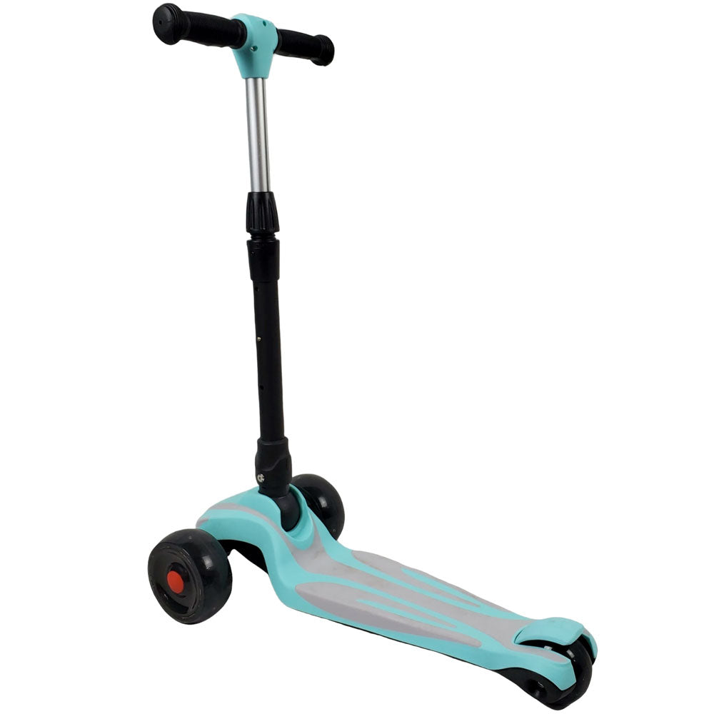 Aussie Baby Super Max Kids Foldable 3-Wheel Scooter with Flashing Wheels - Aqua