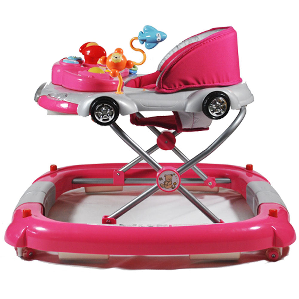 Aussie Baby Car Theme 2-in-1 Baby Walker & Rocker Play Activity Centre - Fuchsia Pink