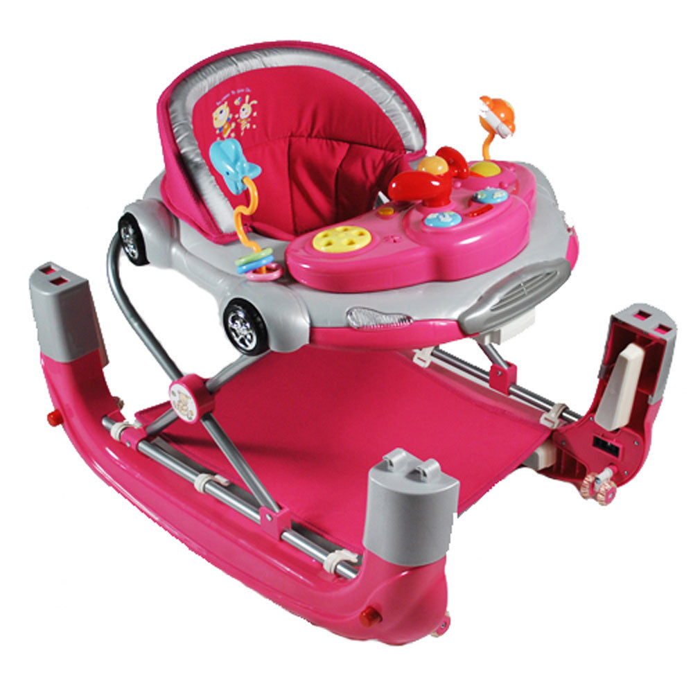 Aussie Baby Car Theme 2-in-1 Baby Walker & Rocker Play Activity Centre - Fuchsia Pink