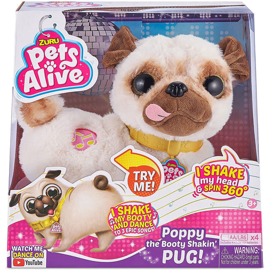 [DISCONTINUED] Zuru Pets Alive Poppy the Booty Shakin Pug Interactive Dancing Plush Puppy