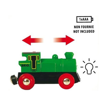 Full steam ahead with this classic green battery powered engine.