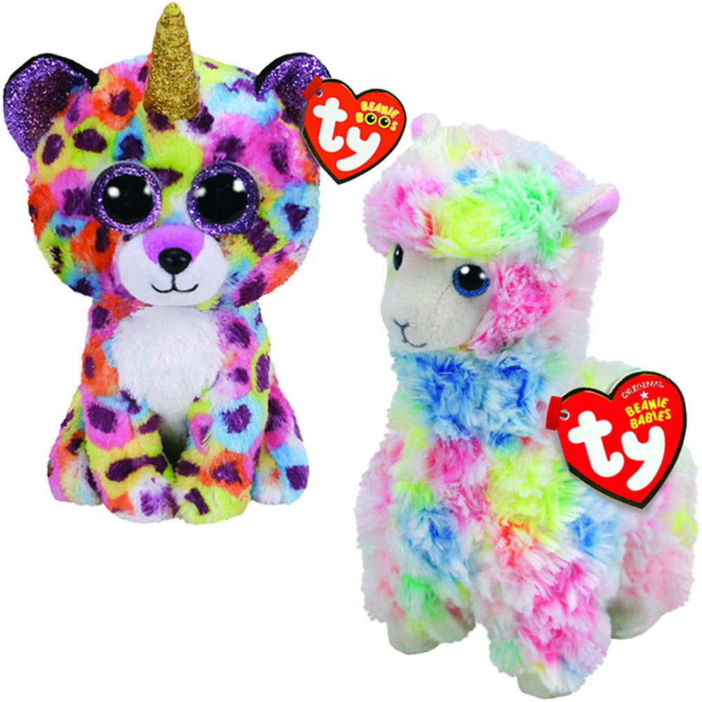 [DISCONTINUED] Ty Beanie Boos Regular Plush Value Pack: Giselle Leopard + Lola Llama + Gift Wrapping