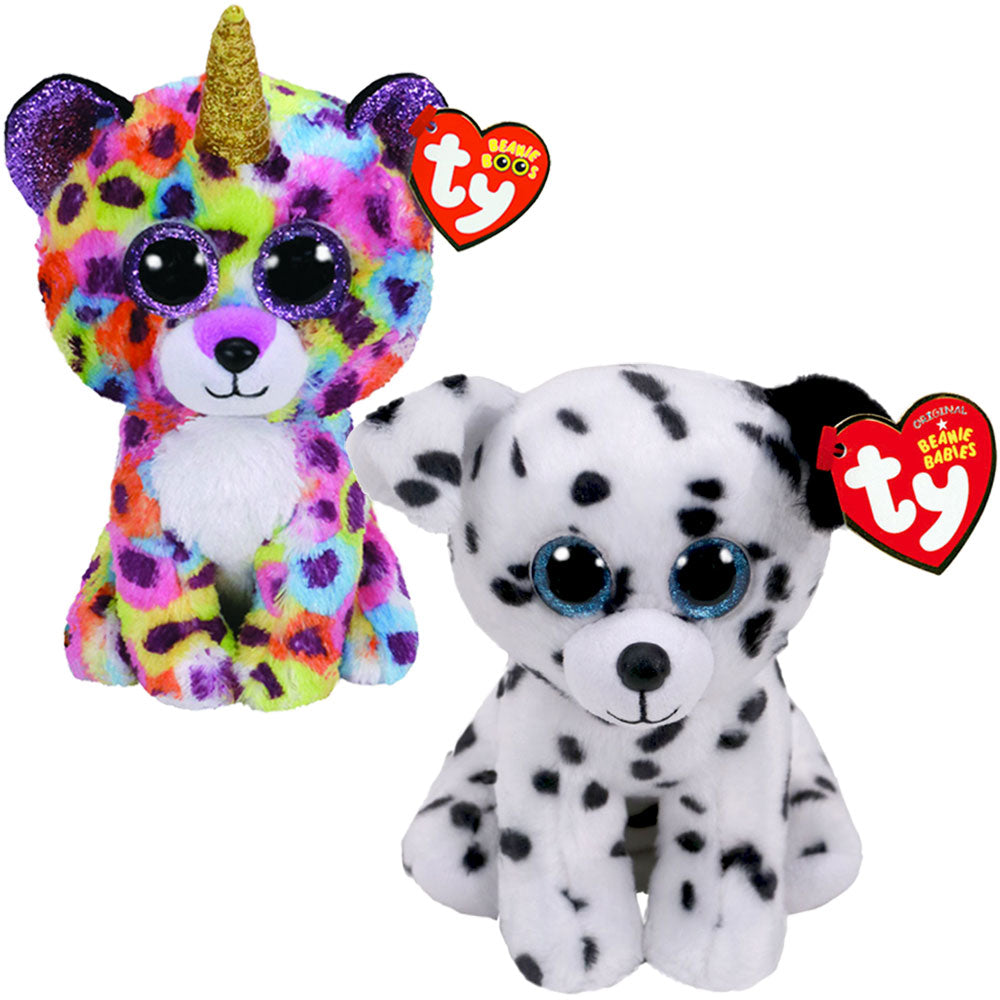 [DISCONTINUED] Ty Beanie Boos Regular Plush Value Pack: Giselle Leopard + Catcher Dalmatian + Gift Wrapping
