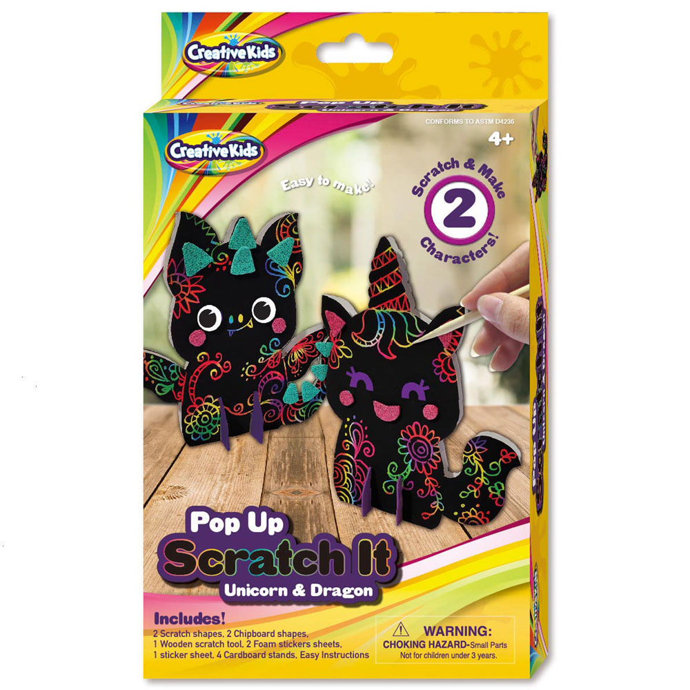 Pop Up Scratch It Unicorn and Dragon Set from Creative Kids brand