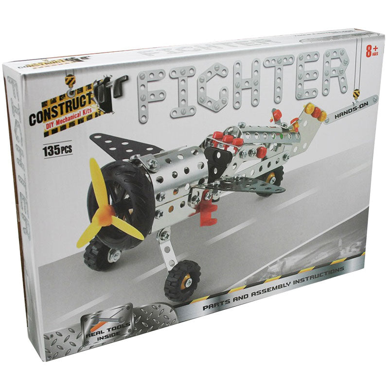 Construct-It Fighter (Plane) DIY Mechanical Kit for kids aged 8 years and up