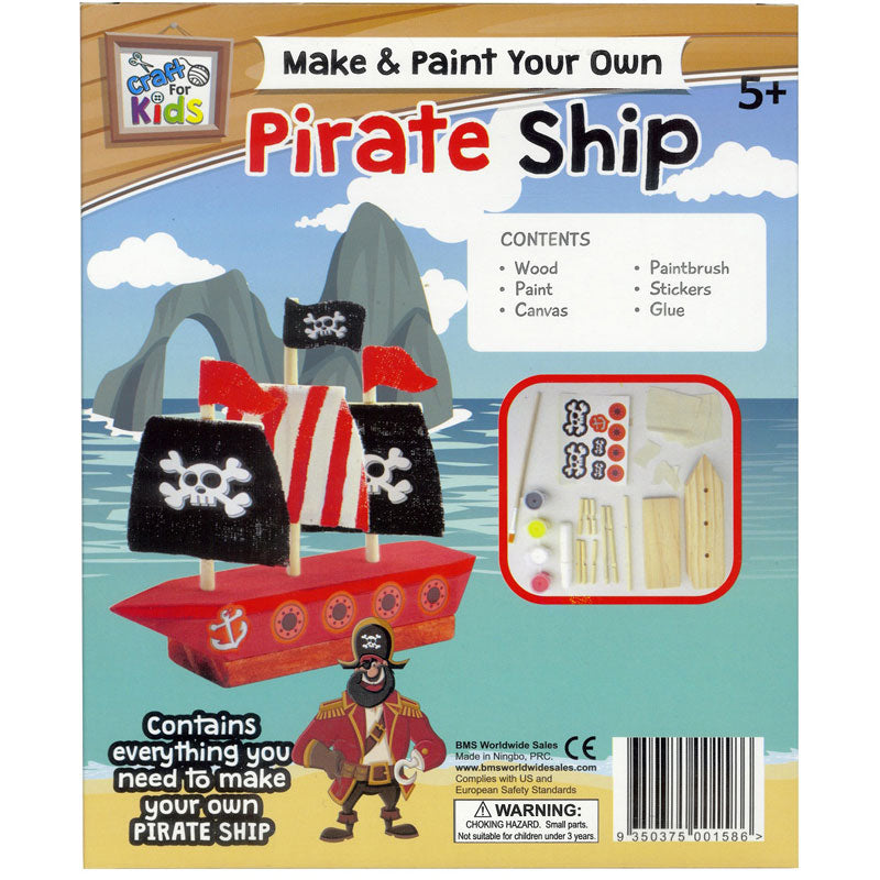 Wooden pirate ship craft kit for kids aged 5 years and up
