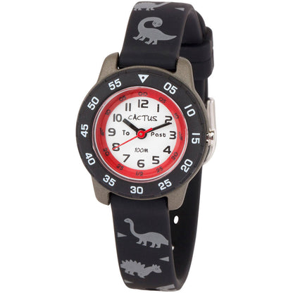 Cactus Junior Waterproof Time Teacher Watch with Dinosaurs - Black