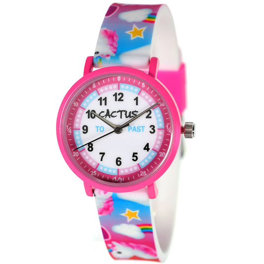 Primary Time Teacher Children Watch Printed with Pink Unicorns