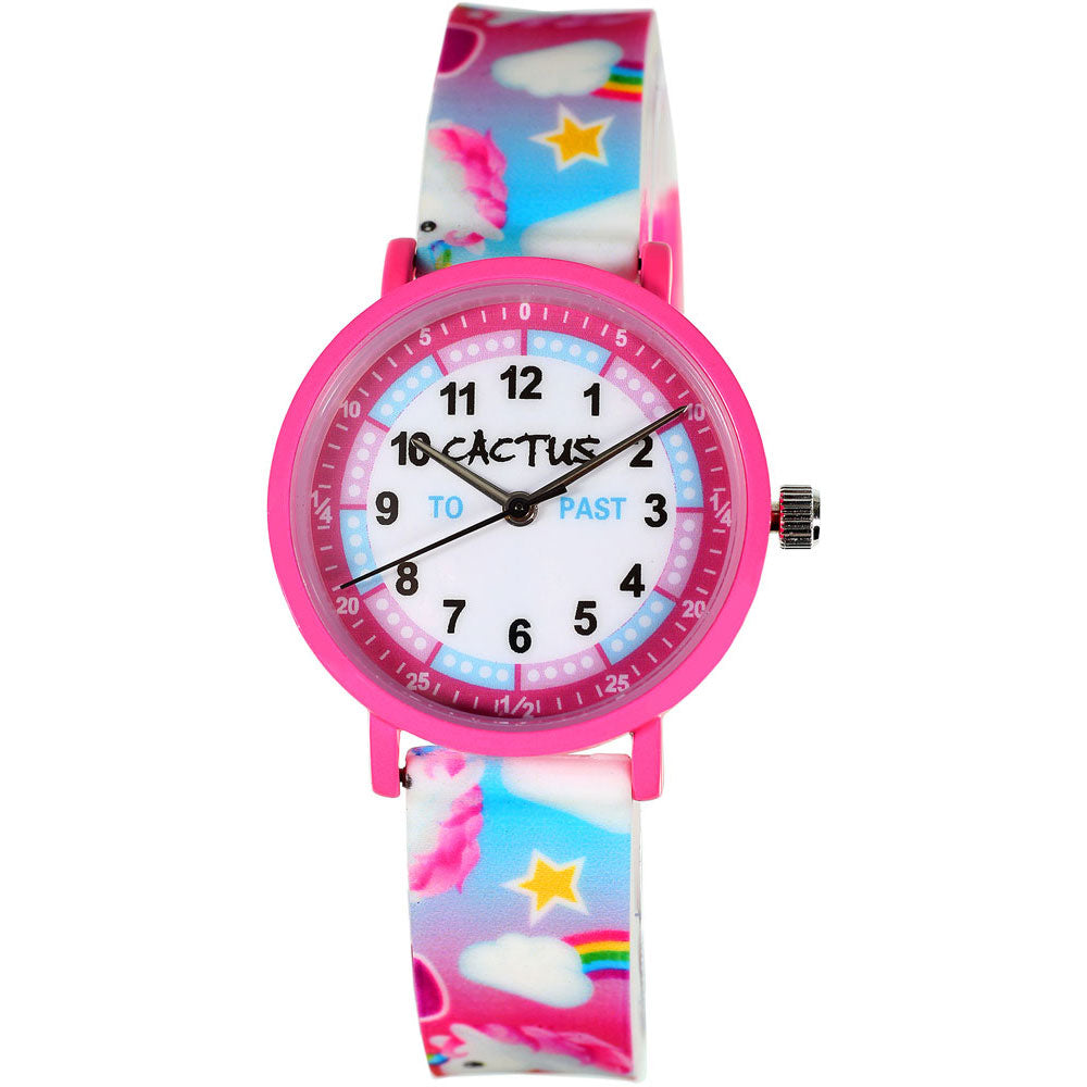 Primary Time Teacher Watch with Pink Unicorns print. Gift ideas for girls.