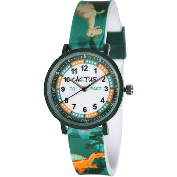 Primary Time Teacher Children Watch with Green Dinosaurs print