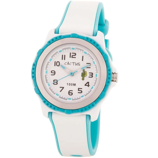 [DISCONTINUED] Cactus Summer Splash 100m Water Resistant Watch with Light - White/Turquoise