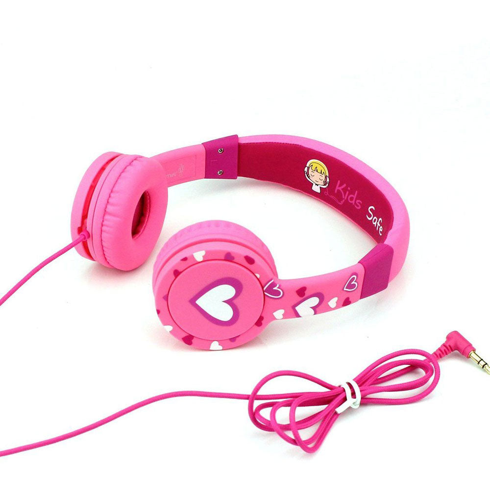 [DISCONTINUED] Cactus On Ear Volume Limited Comfort Headphones - Pink Hearts