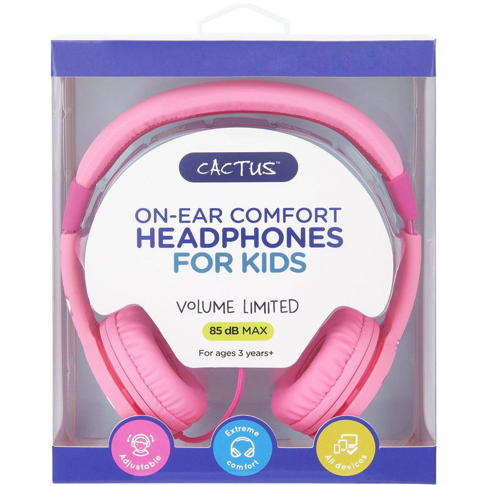 [DISCONTINUED] Cactus On Ear Volume Limited Comfort Headphones - Pink Hearts
