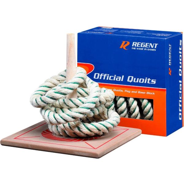 Quoits Game Set by Regent with 6 rope quoits, peg and base block