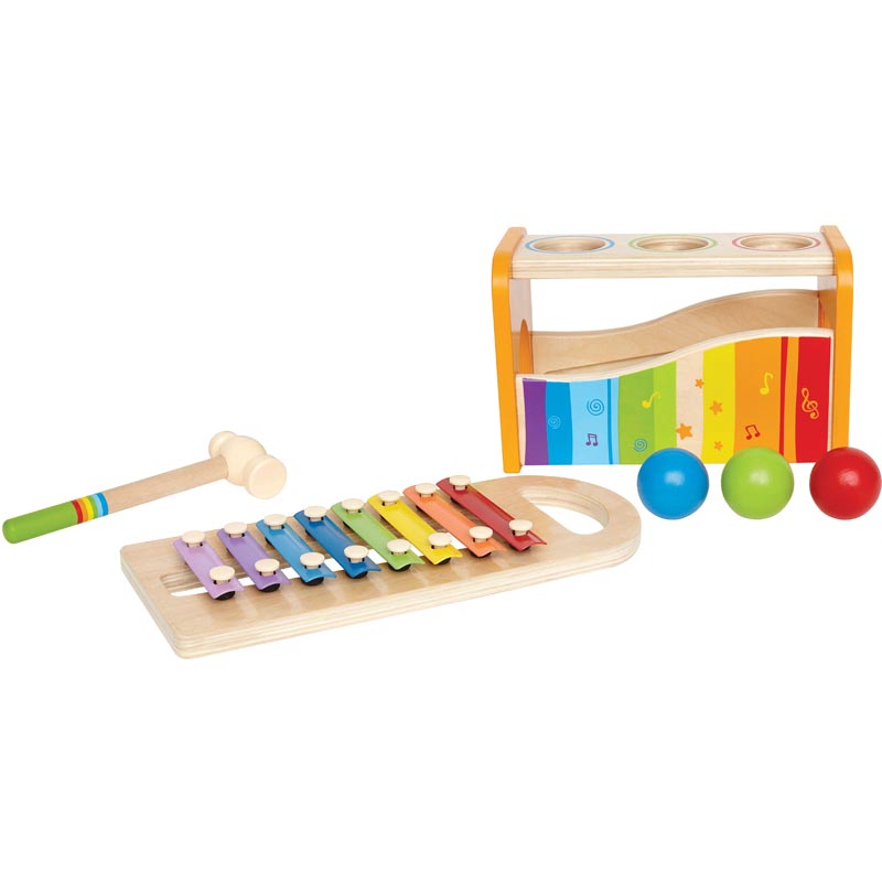 Hape Wooden Early Melodies Pound and Tap Bench Musical Toy