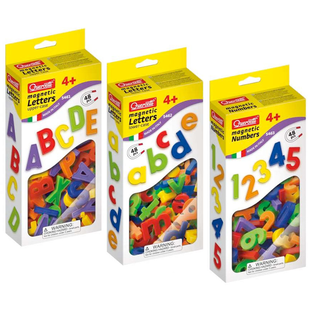 [DISCONTINUED] Quercetti Magnetic 48pcs Value Pack: Uppercase Letters + Lowercase Letters + Ridged Numbers