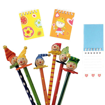 Stationery Set with three mini notebooks and six clown pencils by Kaper Kidz