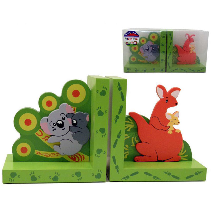 [DISCONTINUED] Kaper Kidz Wooden Koala and Kangaroo Bookend Set + FREE Mini Notebook