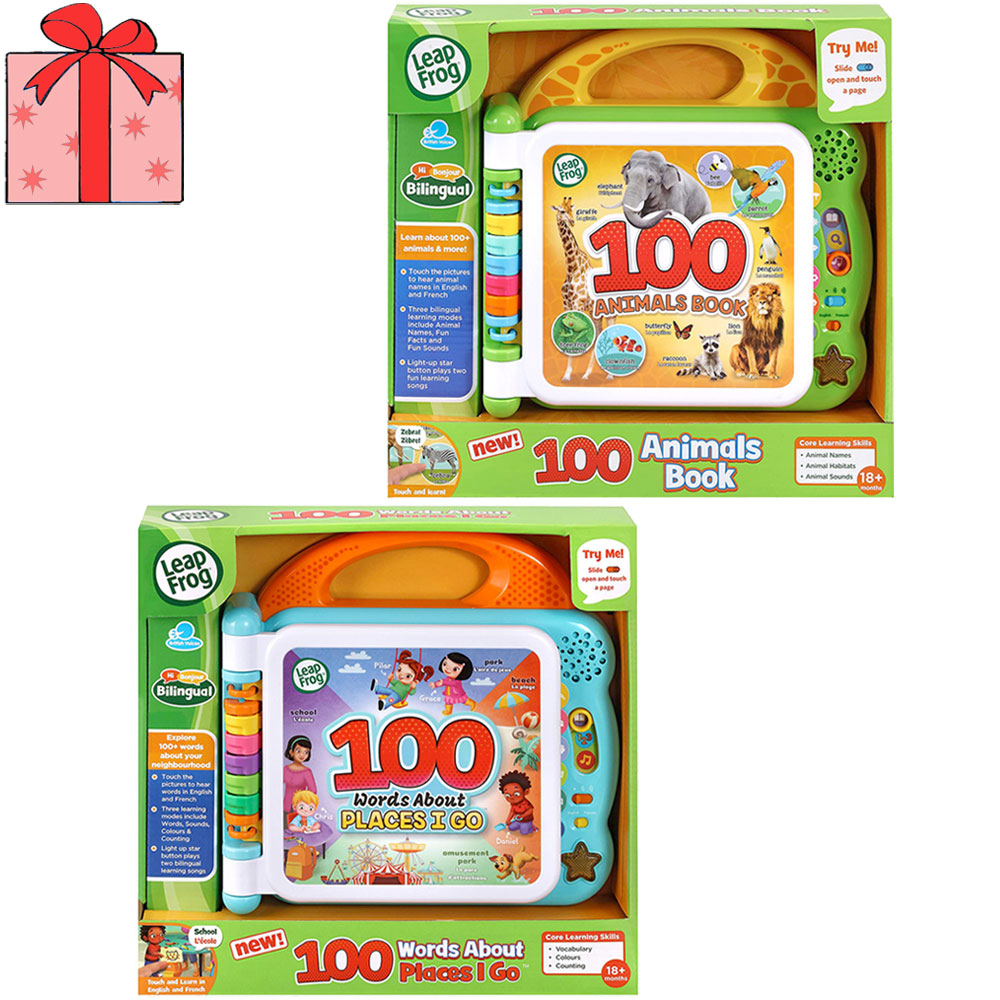LeapFrog 100 Words Book English/French Value Pack: Animals + Places + Gift Wrapping