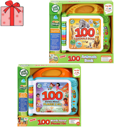 LeapFrog 100 Words Book English/French Value Pack: Animals + Places + Gift Wrapping