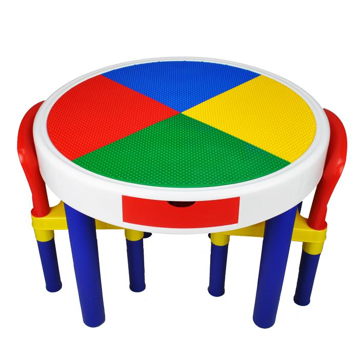 Aussie Baby 2-in-1 Block Building Round Table and Chairs Set