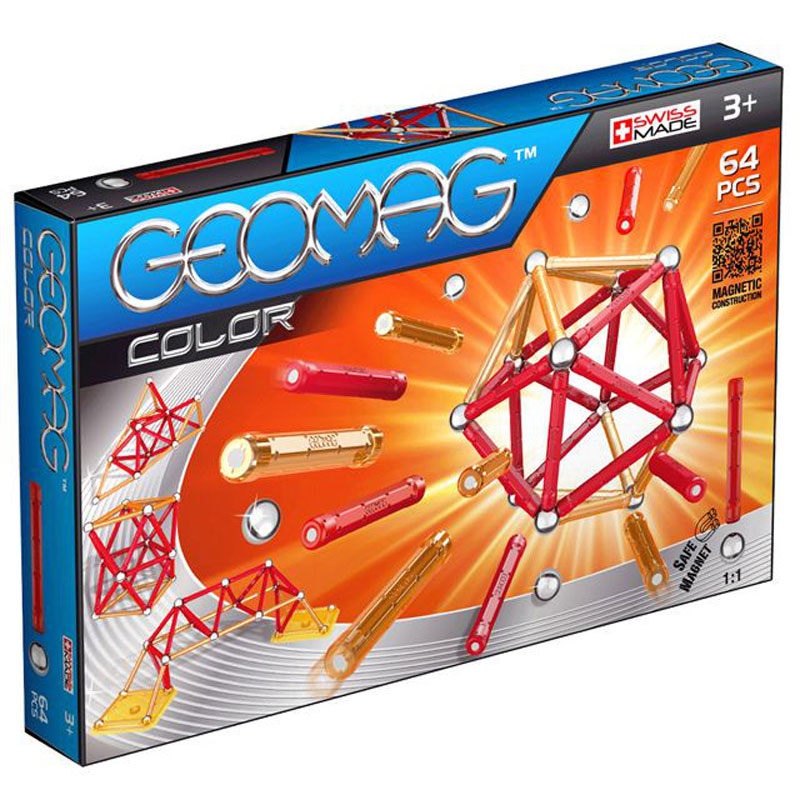 Classic Colour 64 Piece Magnetic Construction Set by Geomag for kids aged 3 years and up