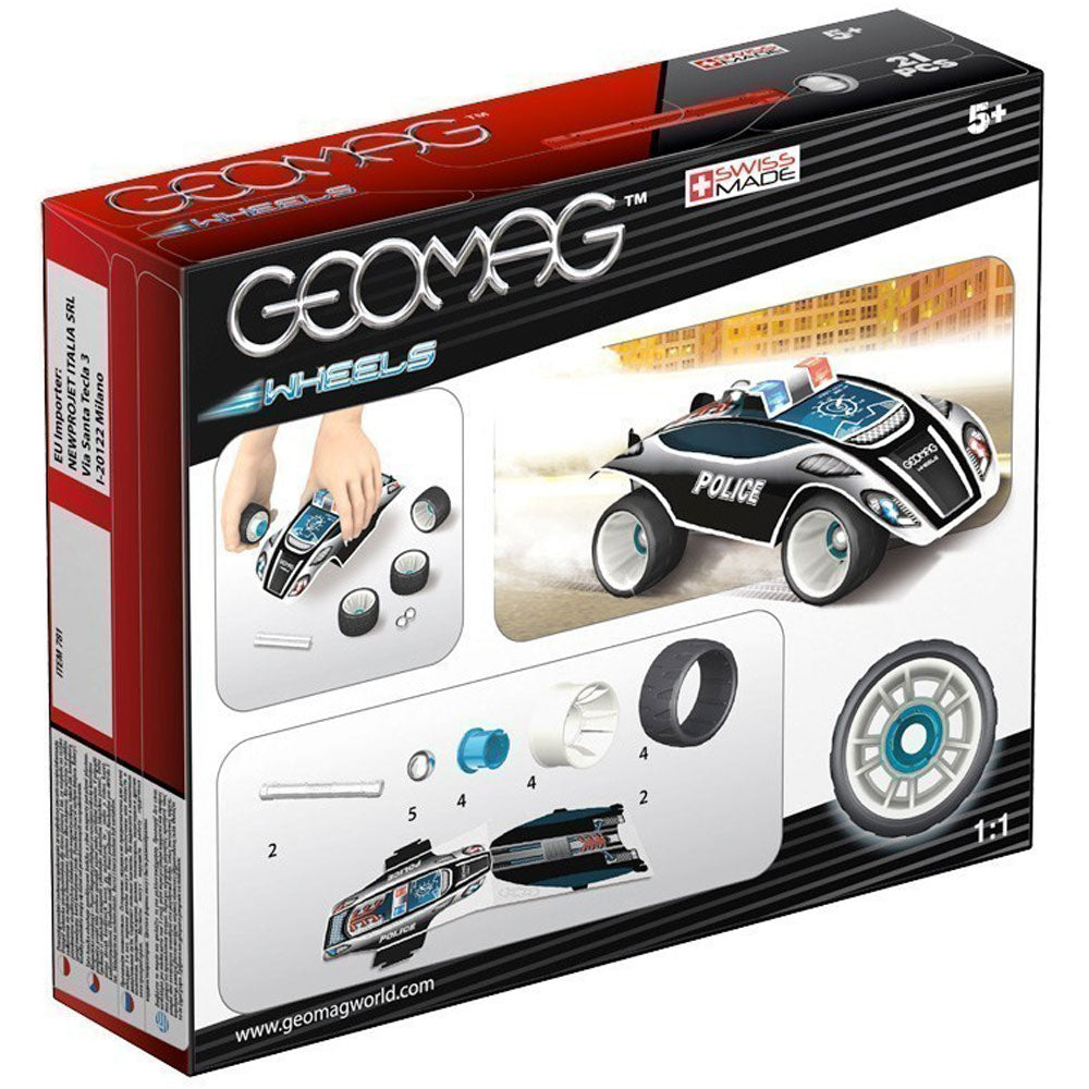 Classic Wheels Police Car 21 Piece Children Magnetic Building Toy by Geomag