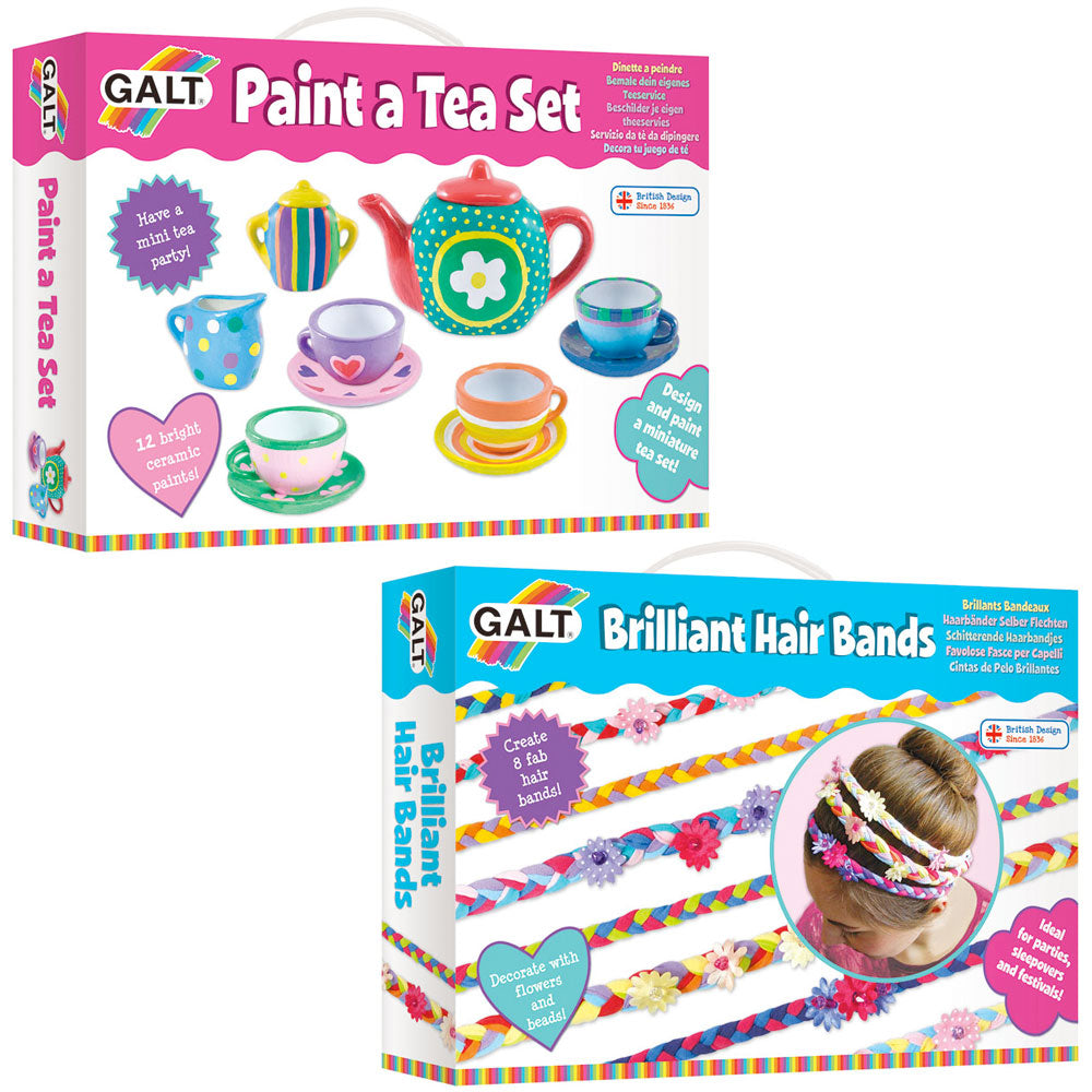 Galt Craft Value Pack: Paint a Tea Set + Brilliant Hair Bands