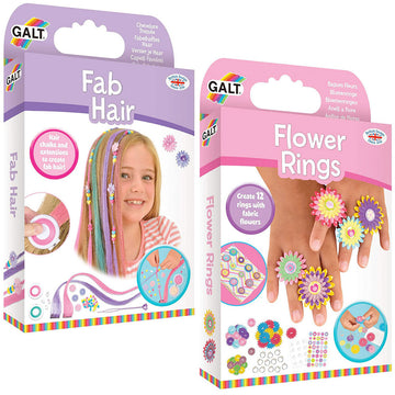 Fab Hair and Flower Rings Craft Kits from Galt Value Pack for kids