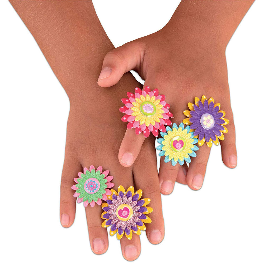 Make 12 fab flower rings with the Flower Rings Craft Kit by Galt