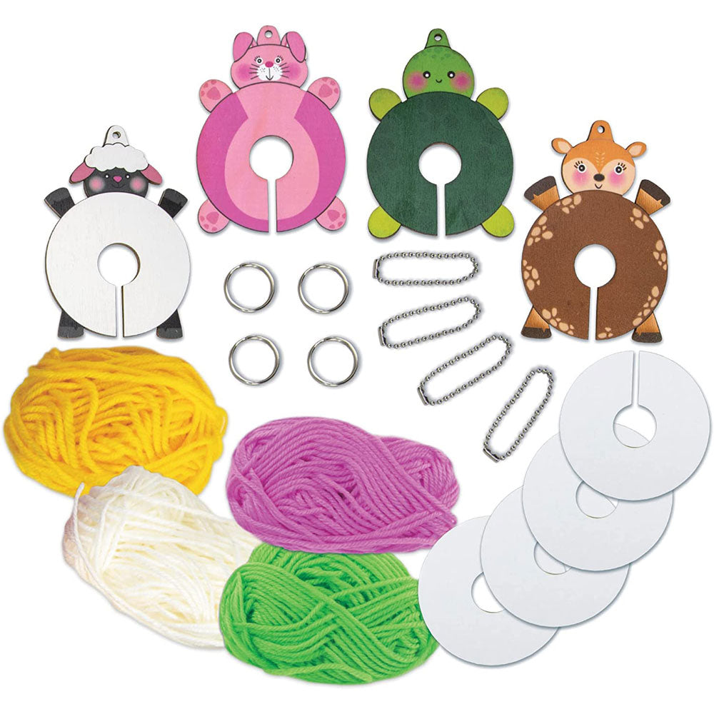 Fluffy Friends Craft Kit from Galt with 4 wooden animal templates, 4 hanks of wool and more.