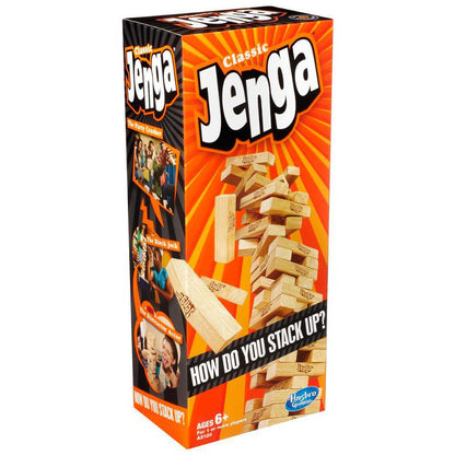 Classic Jenga Game by Hasbro in box packaging
