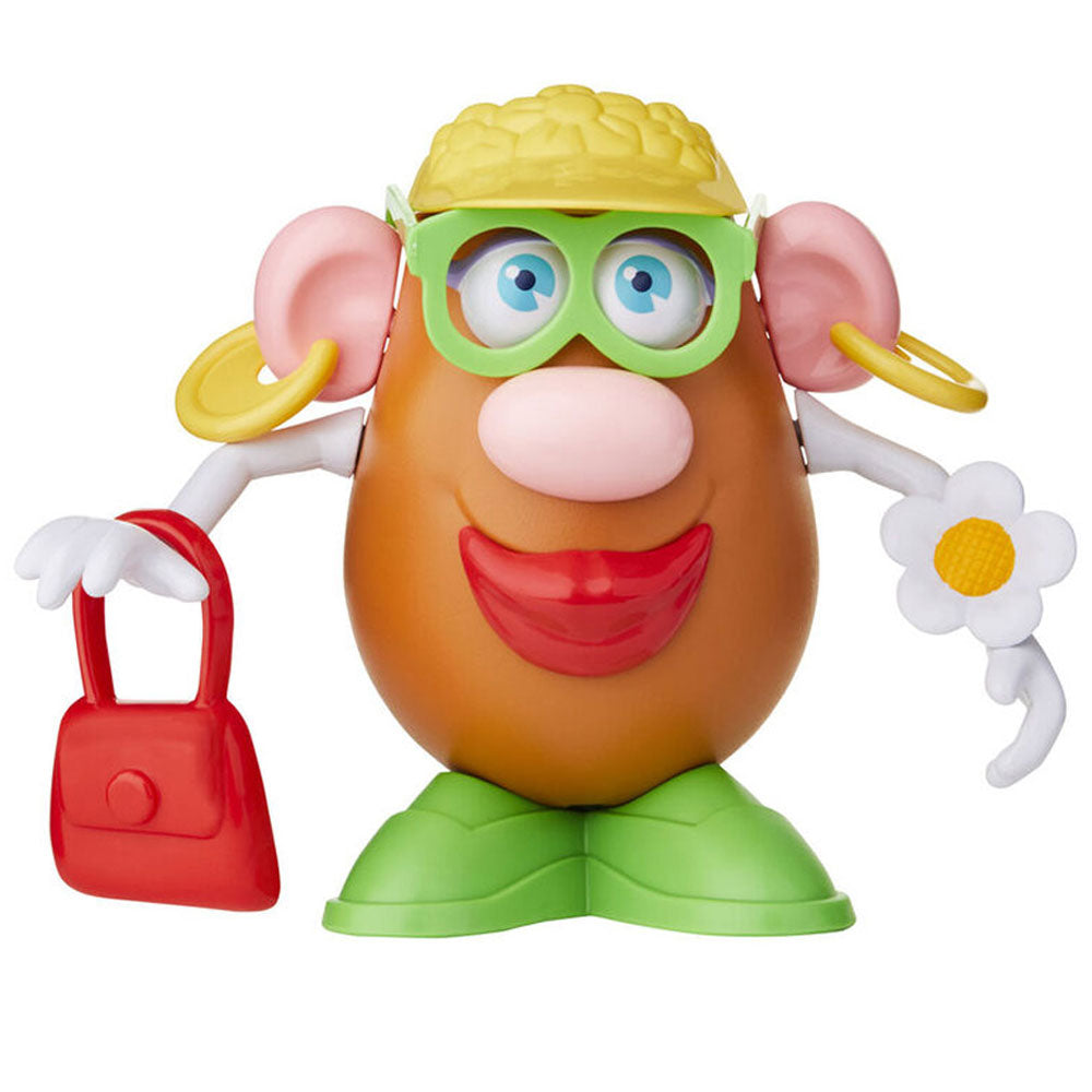 Mrs. Potato Head with hat, glasses, earrings, flower bracelet and handbag accessories