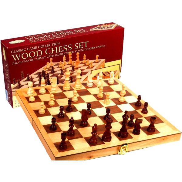 Wooden Chess Set Classic Game with 15 inch Inlaid Board by John N. Hansen
