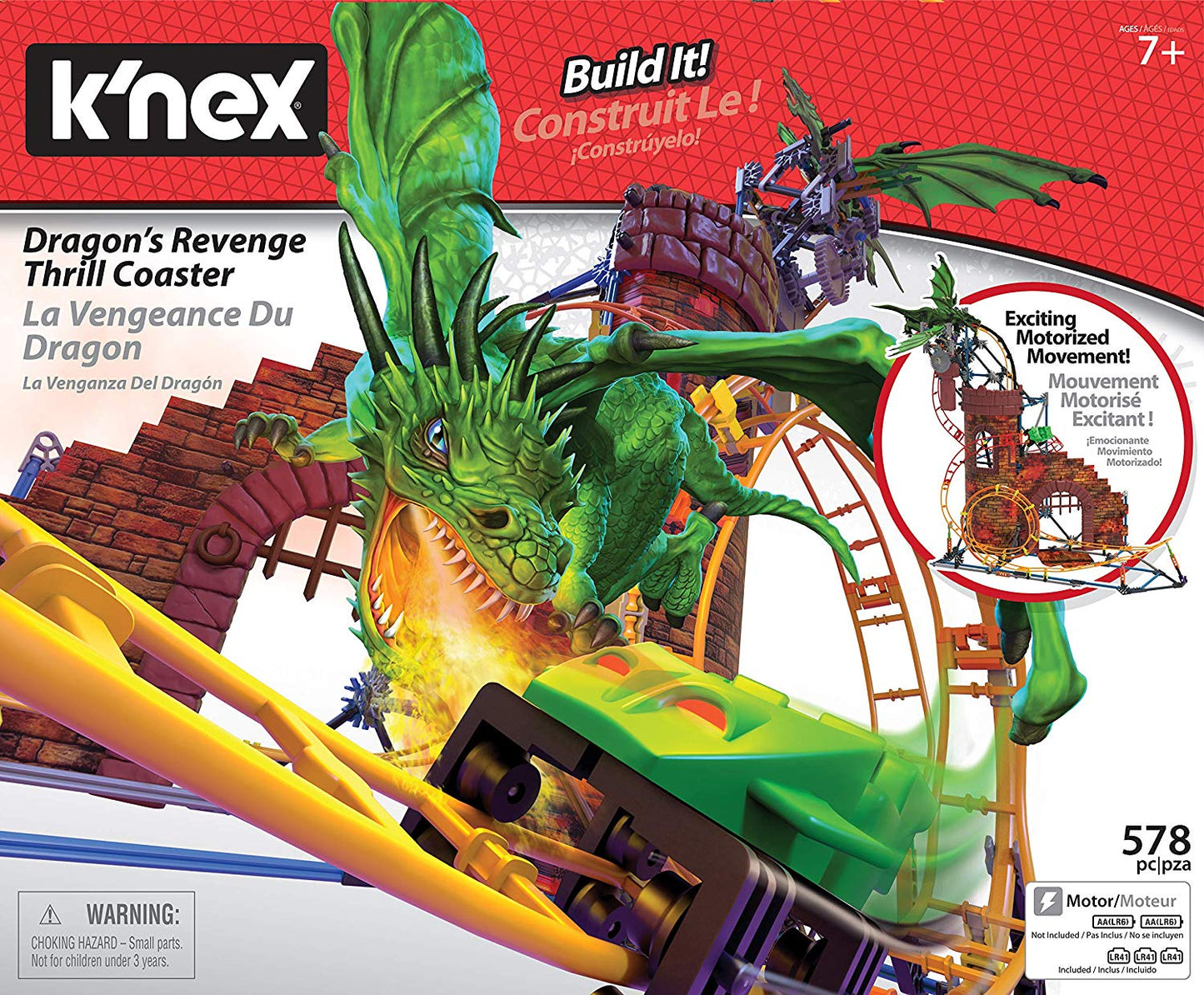 [DISCONTINUED] K'Nex 34043 Dragon Revenge Roller Coaster Motorised Building Set