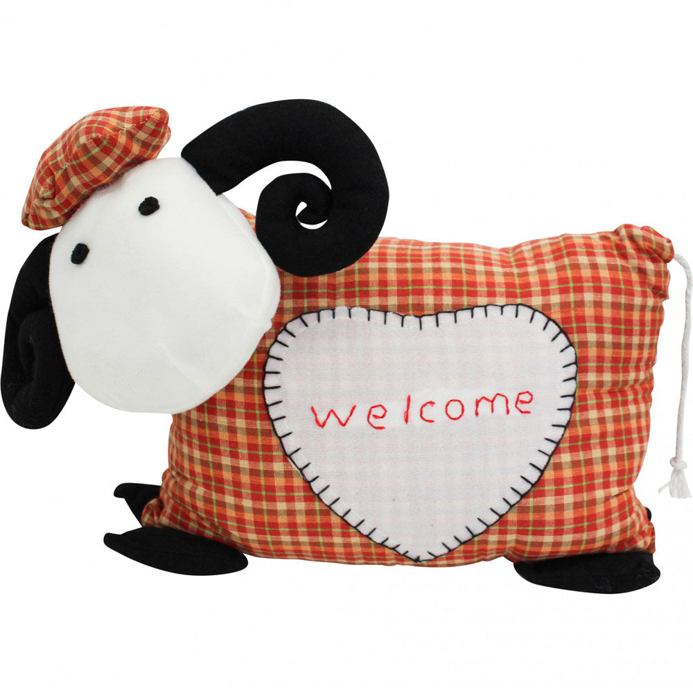 LaVida Fabric Country Farm Animal Doorstop Welcome Sheep