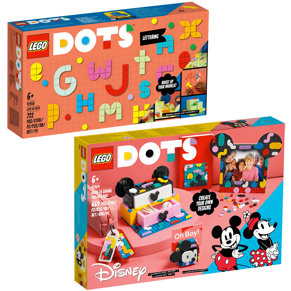 LEGO DOTS Value Pack: 41950 Lots of DOTS Lettering + 41964 Mickey Mouse & Minnie Mouse Back-to-School Project Box